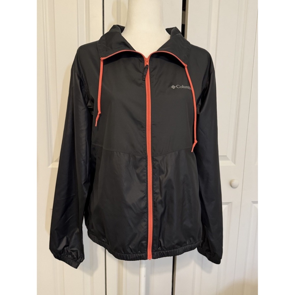 Women's Columbia Sportswear 2 Tone Black Full Zip Windbreaker Jacket Size Medium